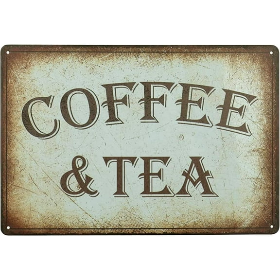 Coffee and Tea Retro Tin Sign Coffee Quote Wall Art Rustic Cafe Bar Kitchen Wall Decor Coffee Signs for Coffee Lover 8x12 Inches
