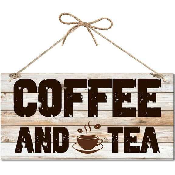Coffee and Tea Signs Wood Coffee Sign Wood Plaque Hanging Wall Decor Sign Retro Coffee Station Decor Wall Art