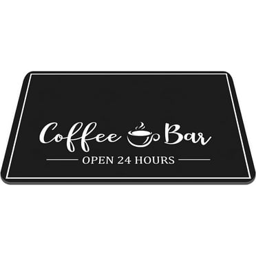 Coffee bar mat 24" x 16" Coffee mat for countertop Coffee placemats Coffee bar Accessories Coffee Pot mat Hide Stain Rubber Backed Absorbent Dish Drying Mat (Vivid Pattern)