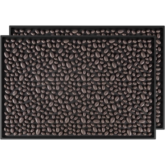 Coffee coasters, coffee machine pads Service Spill Mat for Cocktail Bartender Kitchen, Counter Top Cup Glasses Dish Drying Mat, Hairdressing Tool Protective pad.Black, Easy to Clean (2 Pack 18"x12")