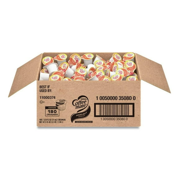 Coffee-mate 35080 Liquid Coffee Creamer, Hazelnut, 0.375 oz Cups, 180/Carton