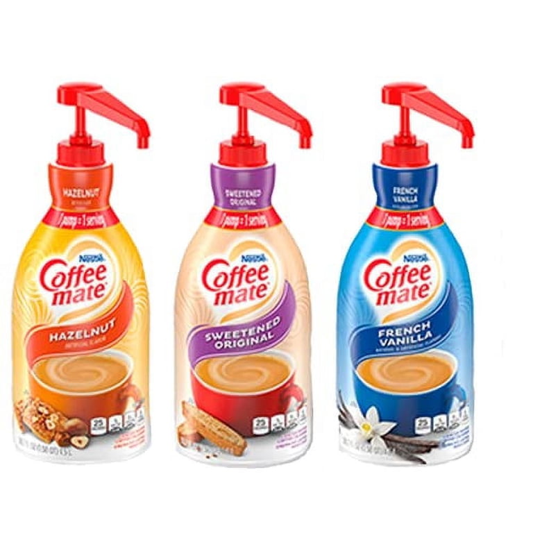 Coffee mate Creamer Liquid Concentrate 1.5 Liter Pump Bottles, 3 Flavors  Sweetened Original, French Vanilla & Hazelnut (Pack of 3) with BestBonus4u  Complete Recipe E-Book of 20+ Delicious Coffee - Walmart.com