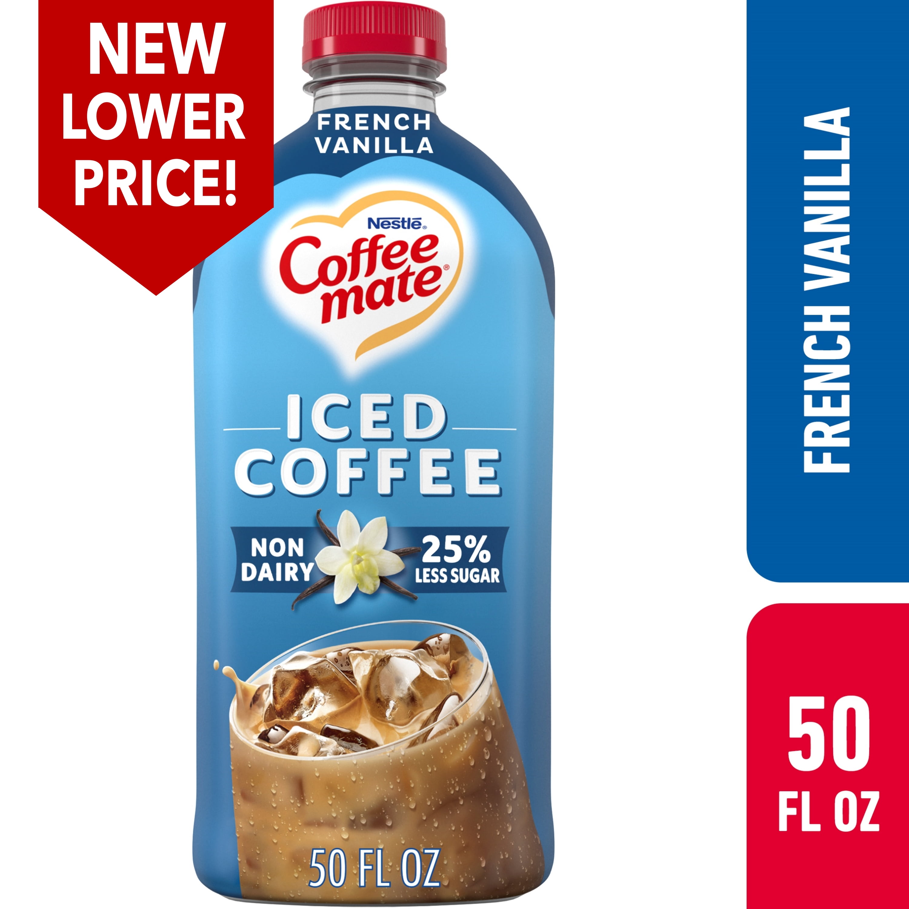 Coffee Mate French Vanilla Flavored Iced Coffee, Non-Dairy Cold Coffee, Ready to Drink 50 fl oz