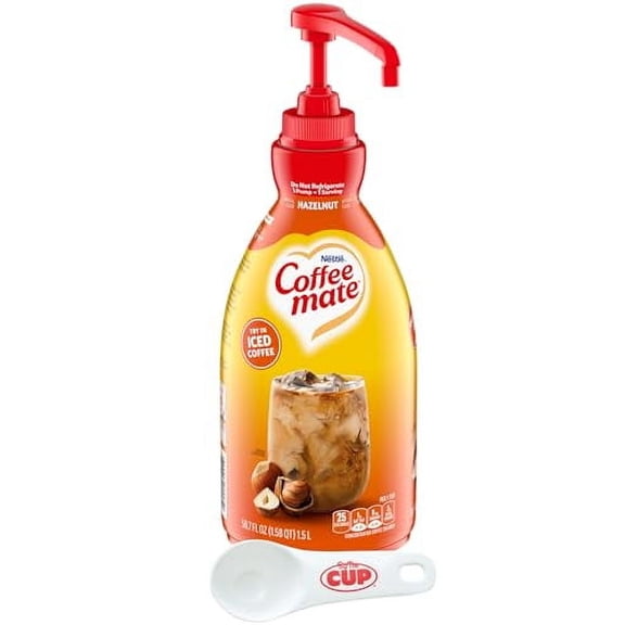 Coffee mate Hazelnut Liquid Concentrate, 1.5 Liter Pump Bottle with By The Cup Coffee Scoop