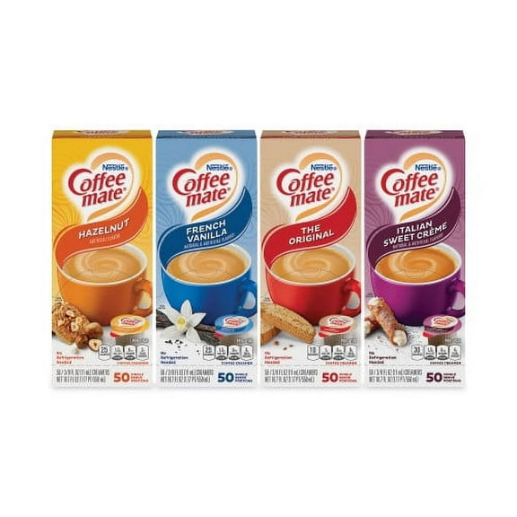 New Coffee-mate Liquid Coffee Creamer, French Vanilla/Hazelnut/Italian Sweet Cream/Original, 0.37 oz, 200/CT, Delivered in 1-4 Business Days,Each