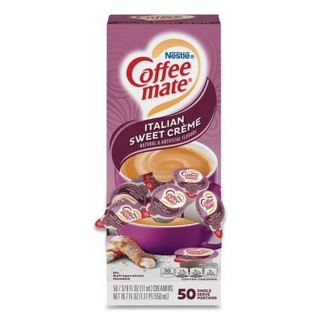 Coffee-mate Liquid Coffee Creamer, Italian Sweet Creme, 0.38 oz Mini Cups, 50/Box, Each