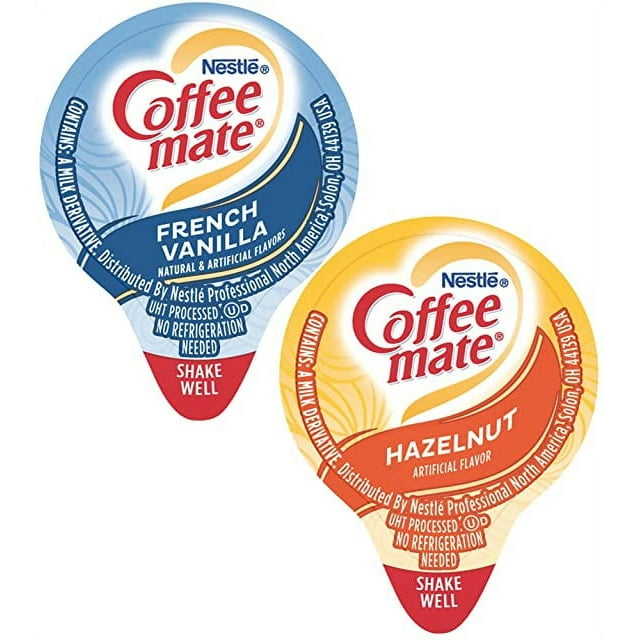 Coffee mate Liquid Creamer Singles Variety Pack French Vanilla, Hazelnut, 2 Flavors x 90 ct, 180/Box and The Sugar in the Raw Packets