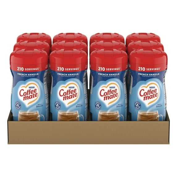 Coffee-mate Non-Dairy Powdered Creamer, French Vanilla, 15 oz Canister, 12/Carton