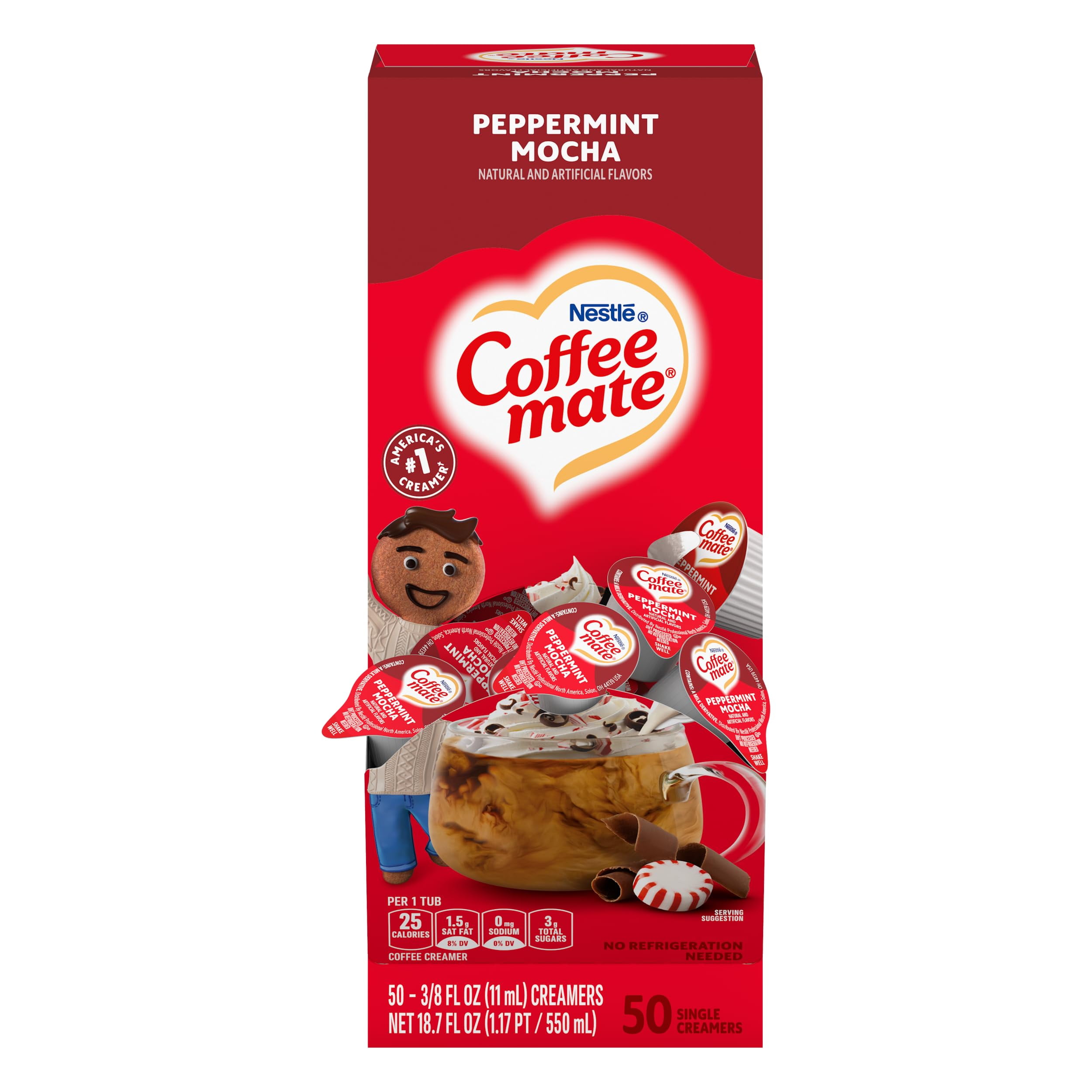 Coffee mate Peppermint Mocha Creamer, Liquid Singles, 50/Box - Walmart.com
