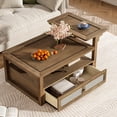 thumbnail image 1 of Coffee table with sturdy frame and rattan decorations for living room functionality and style, 1 of 6