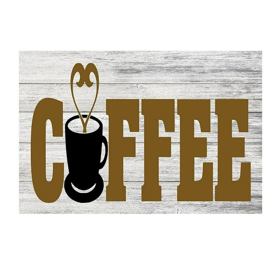 Coffee with Heart Espresso Mug Metal Home Decor Sign - 12" x 8"