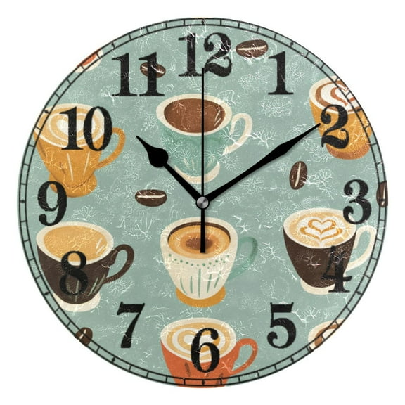 Coffee with Love Silent Wall Clock 10" Non-Ticking Battery Clock