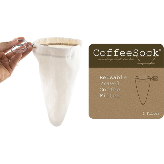 CoffeeSock Travel Coffee Filter  Reusable Organic Cotton Cloth Pour-Over & Drip Filter  Eco-Friendly Zero-Waste Alternative to Paper Filters  Portable Brew Filter for Home & Travel