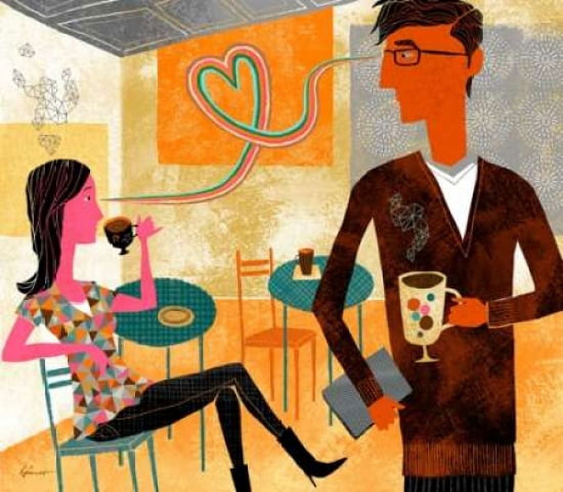 Coffeeshop Love Canvas Art - Richard Faust (24 x 24)