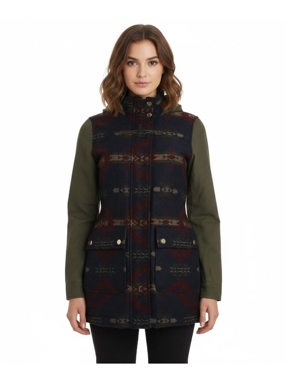 Mixed Media Aztec Print Coat