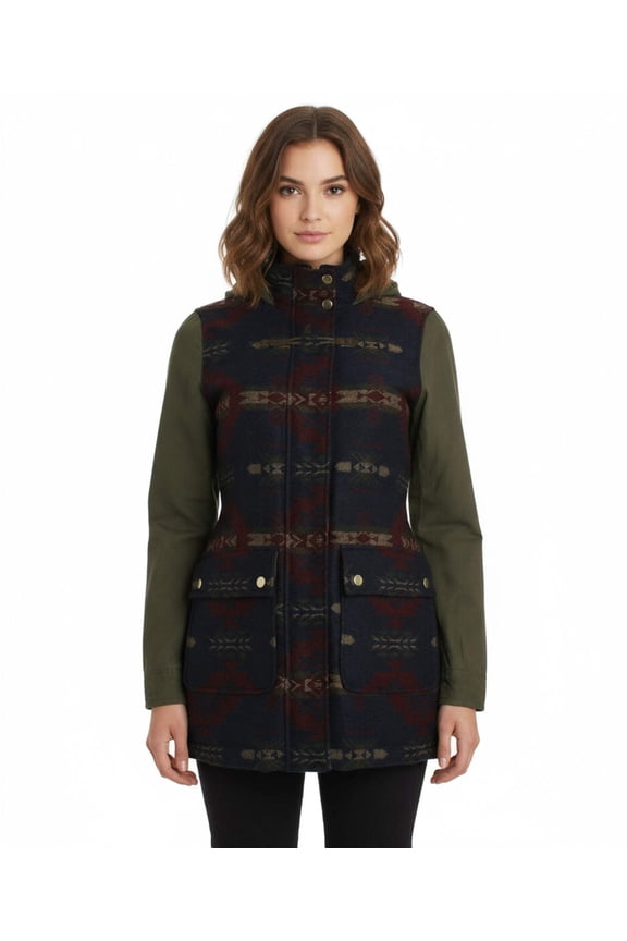 Mixed Media Aztec Print Coat