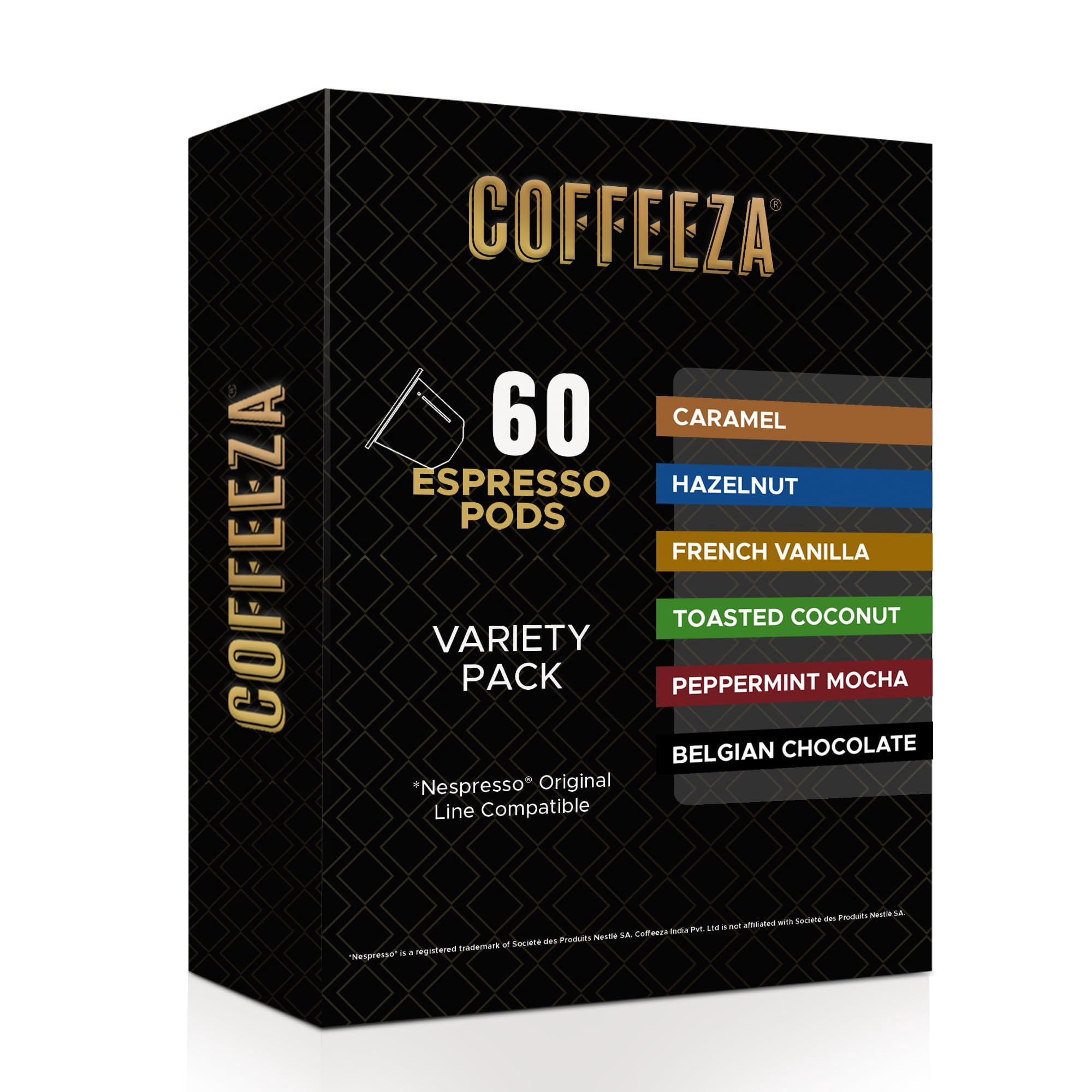 Coffeeza 100% Arabica Nespresso Flavored Coffee Pods Variety Pack, Compatible with Nespresso Original Line Machines