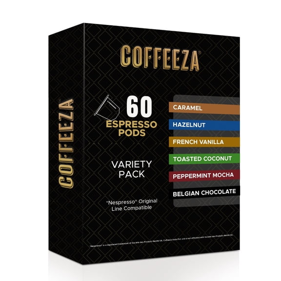 Coffeeza 100% Arabica Nespresso Flavored Coffee Pods Variety Pack, Compatible with Nespresso Original Line Machines