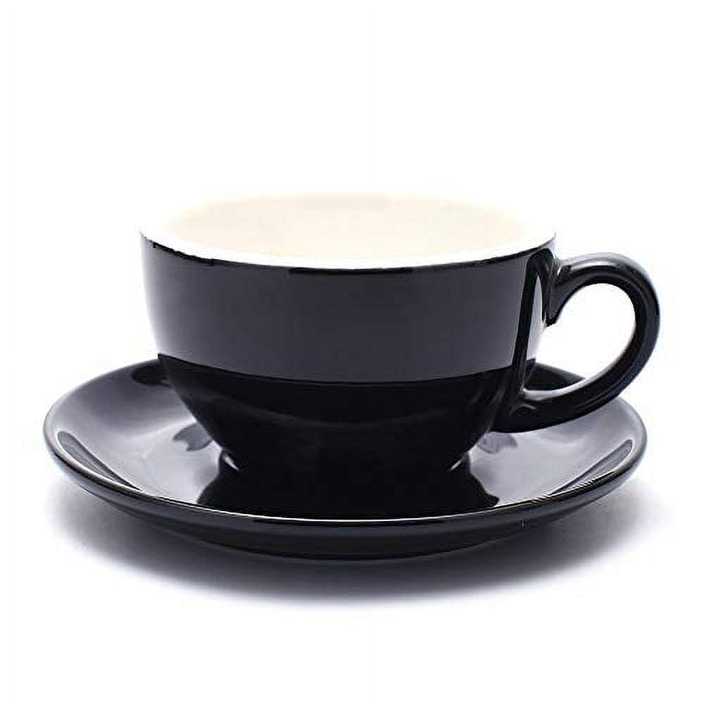 Coffeezone Vintage Design 12 oz Ceramic Latte Art Cappuccino  Barista Cup with Saucer (Beige): Cup & Saucer Sets