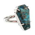 thumbnail image 1 of Coffin Blue Copper Turquoise Ring, Natural Turquoise Ring, December Birthstone, Womens Ring, Coffin Ring, 925 Sterling Silver, Christmas, Handmade, Statement Jewelry, Coffin Shape Gemstone Ring, 1 of 6