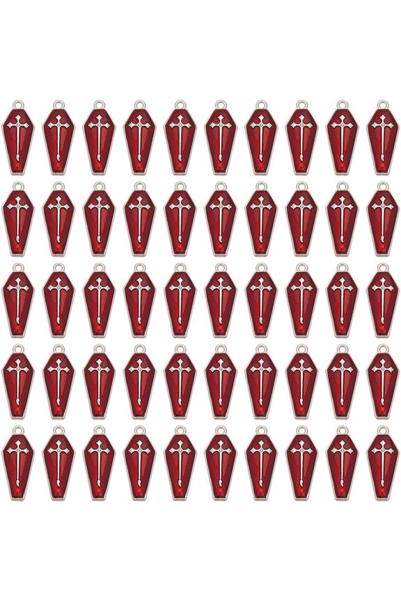 Coffin Charms Gothic Style Enamel Charms Theme Dangle Pendants Vintage Pendant for DIY Bracelet Jewelry Making Party Decor