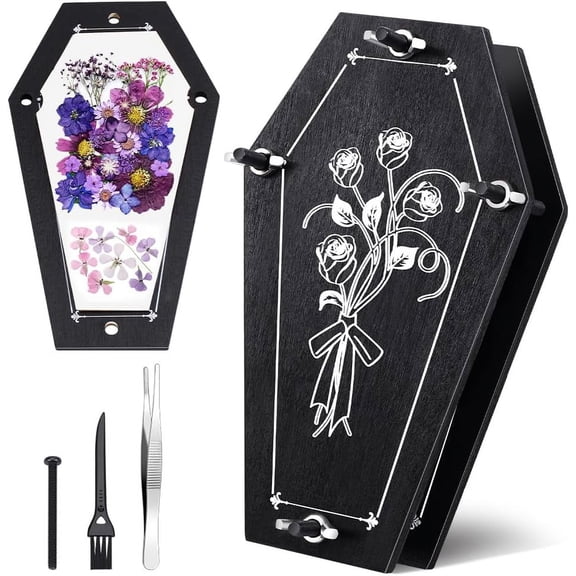 Coffin Flower Press Set Wood Flower Pressing Kit 6 Layers Plant Preservation Kit DIY Drying Art Dried Floral Art Beginner Bundle 6.7x3.9 Inch Mixed Color