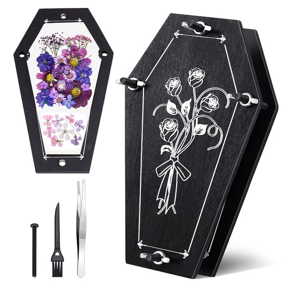 Coffin Flower Press Set Wood Flower Pressing Kit 6 Layers Plant Preservation Kit DIY Drying Art Dried Floral Art Beginner Bundle 6.7x3.9 Inch