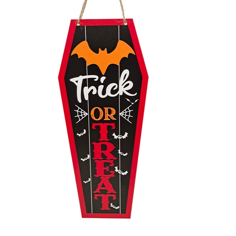 Coffin Halloween Hanging Decoration Halloween Themed Door Sign Wooden
