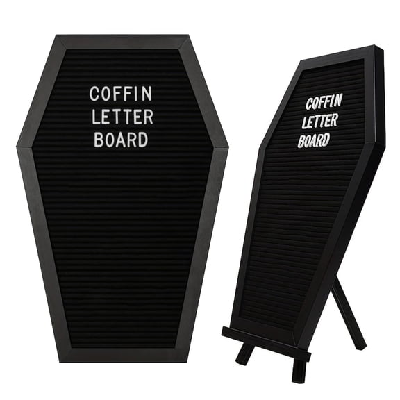 Coffin Letter Board Decor Gothic Coffin Decor Sign Gothic Style (Includes Wooden Board + Bracket) Birthday Wedding Home Decor Spooky Gift Black Edition 16x11 inches