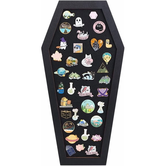 Coffin Pin Display Board 15.7x7.8x0.7inch Bulletin Display Board Wall Mounted Felt Board with Black Wood Frame for Brooch Pin Display Office Home Decor for DIY
