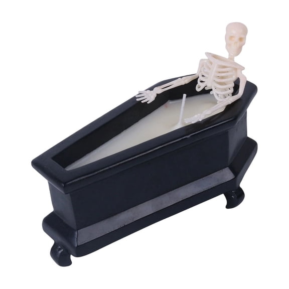 Coffin Shaped Scented Candle With Skeleton Figure Gothic Halloween Soy Wax Candle For Tabletop Decor