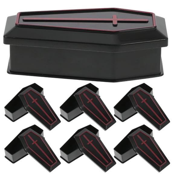 Clispeed 8Pcs Plastic Coffin Boxes Prank Props Coffin Box with Lid for Festive Decor