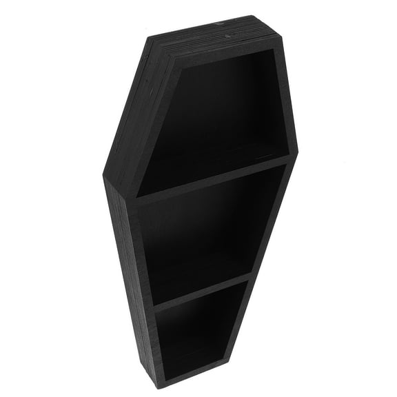 Coffin Storage Rack Wood Nightstand Display Shelves Decorative Coffin Shelf Decor for Office Goth Decor
