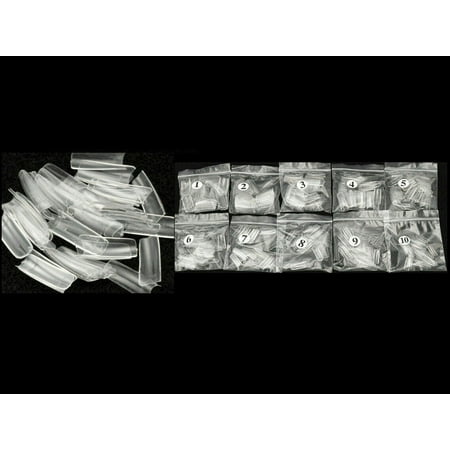 Coffin Tips Long Square French Fake False Nails Transparent, 500 Pieces