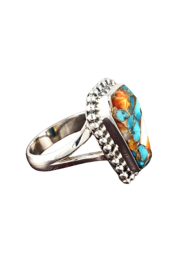 Coffin Turquoise Rings, Oyster Copper Turquoise Ring, 925 Solid Silver Ring, Coffin Gemstone Ring, Statement Ring, Delicate Ring, Coffin Ring For Women, Handmade Rings, Promise Gift