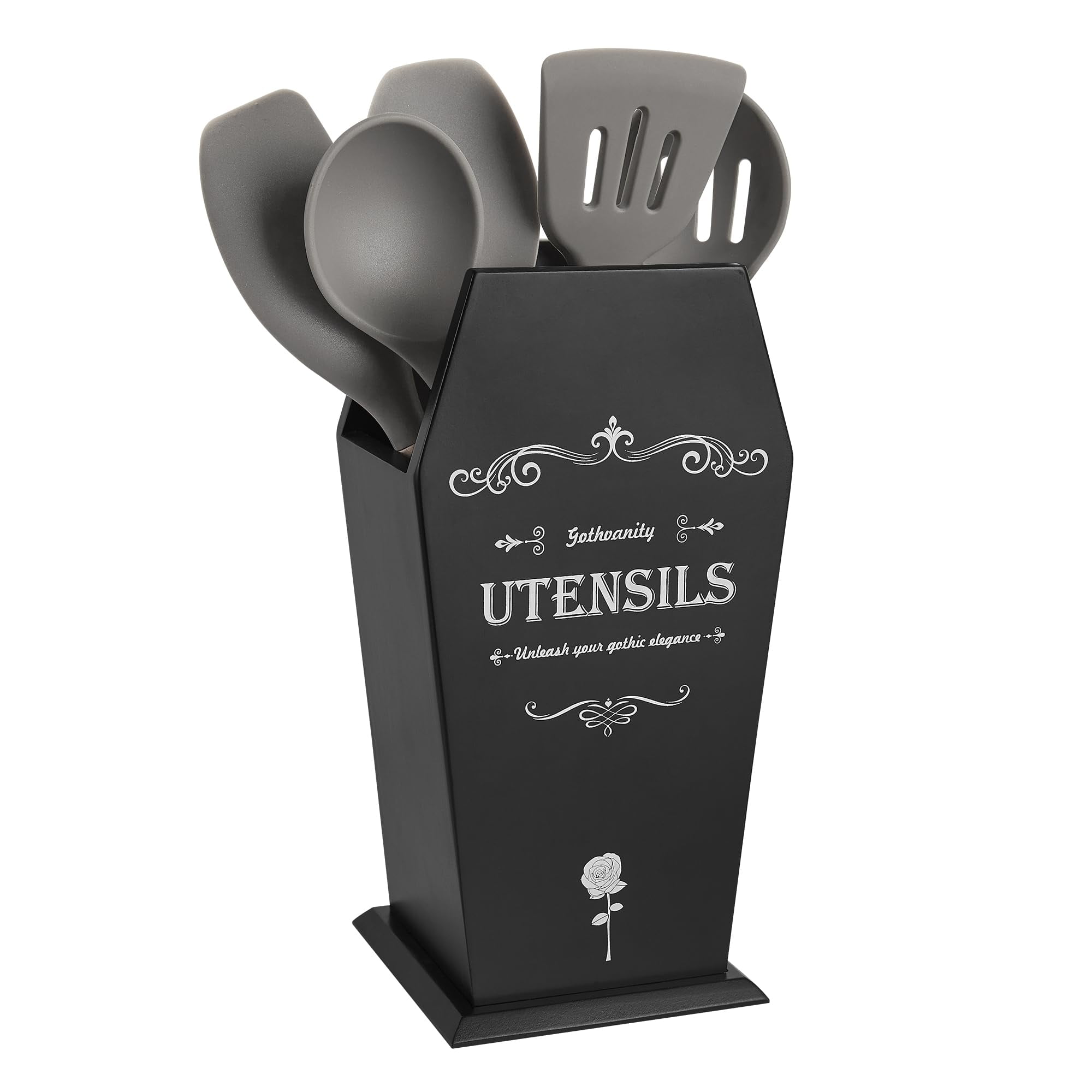 Coffin Utensil Holder, Gothic Kitchen Organizer, Large Wood Stable ...