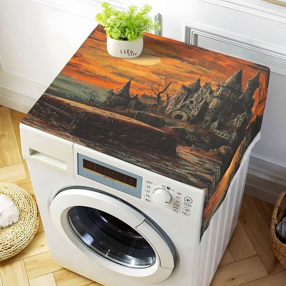 The Coffin Of The Vampire CountWasher and Dryer Covers Dust-Proof and Oil Resistant Fridge Cover with 4 Storage Pockets Washing Machine Top Cover for Laundry Kitchen Home 51.2 x 22 In