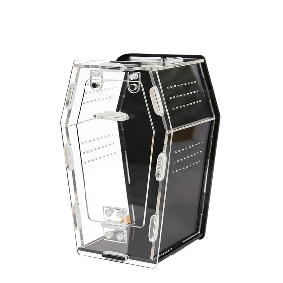 Coffins Shape Jumping Spiders Enclosure Acrylic Terrarium Front Opening Gothics Habitat for Tarantulas