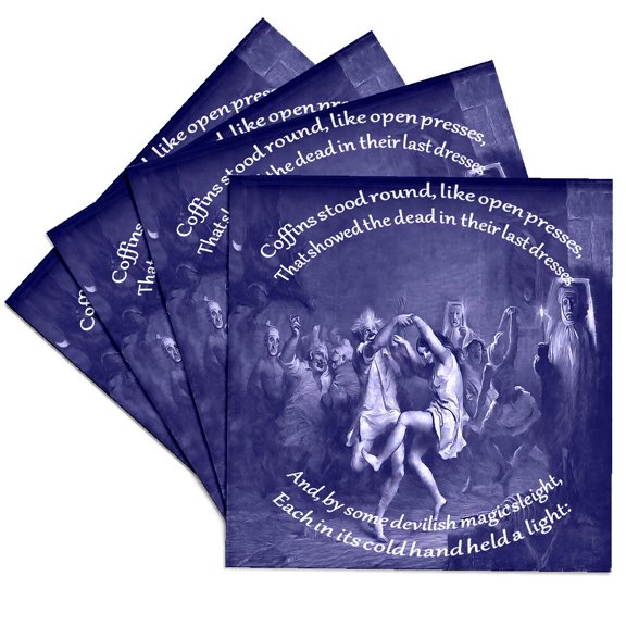 3drose, Coffins Stood Round, like Open Presses Tamoshanter in Blue, Set of 4 Ceramic Tile Coasters