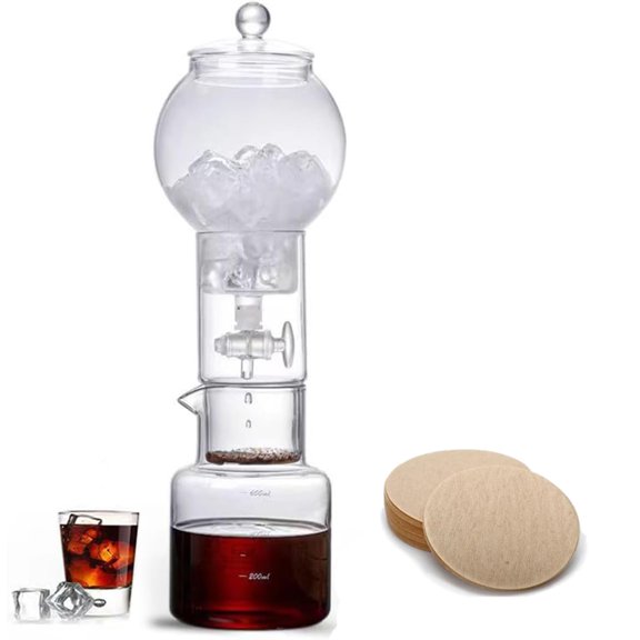 Coffito Ice Drip Coffee Maker,Cold Brew Coffee Makers Pot,20oz Cold Brew Tower Slow Drip Cold Brew Machine Borosilicate Glass Drip Coffee Machine for Household Pour Over (Transparent) Y101