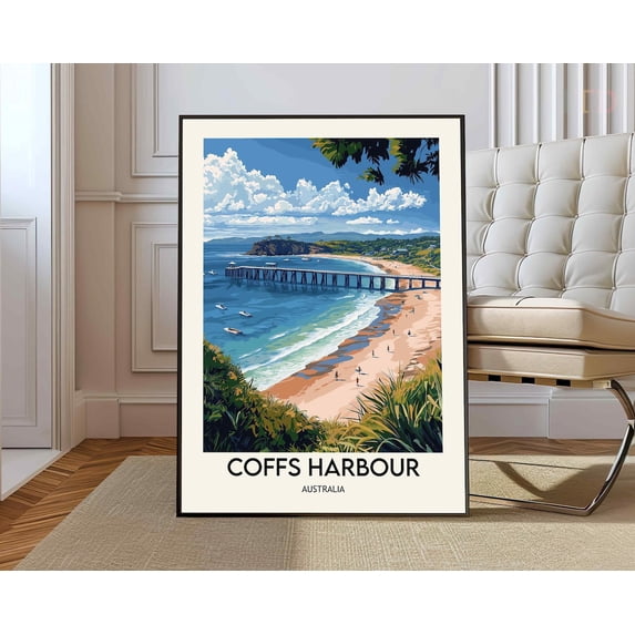 Coffs Harbour Australia Poster, Stretched Canvas 16x20in