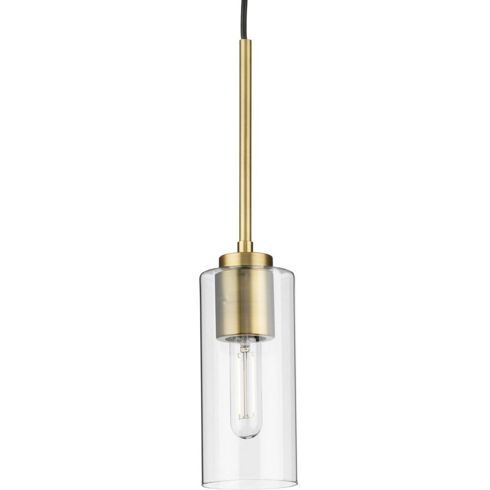 Elegant Cofield 14" Vintage Brass Pendant with Glass Shade