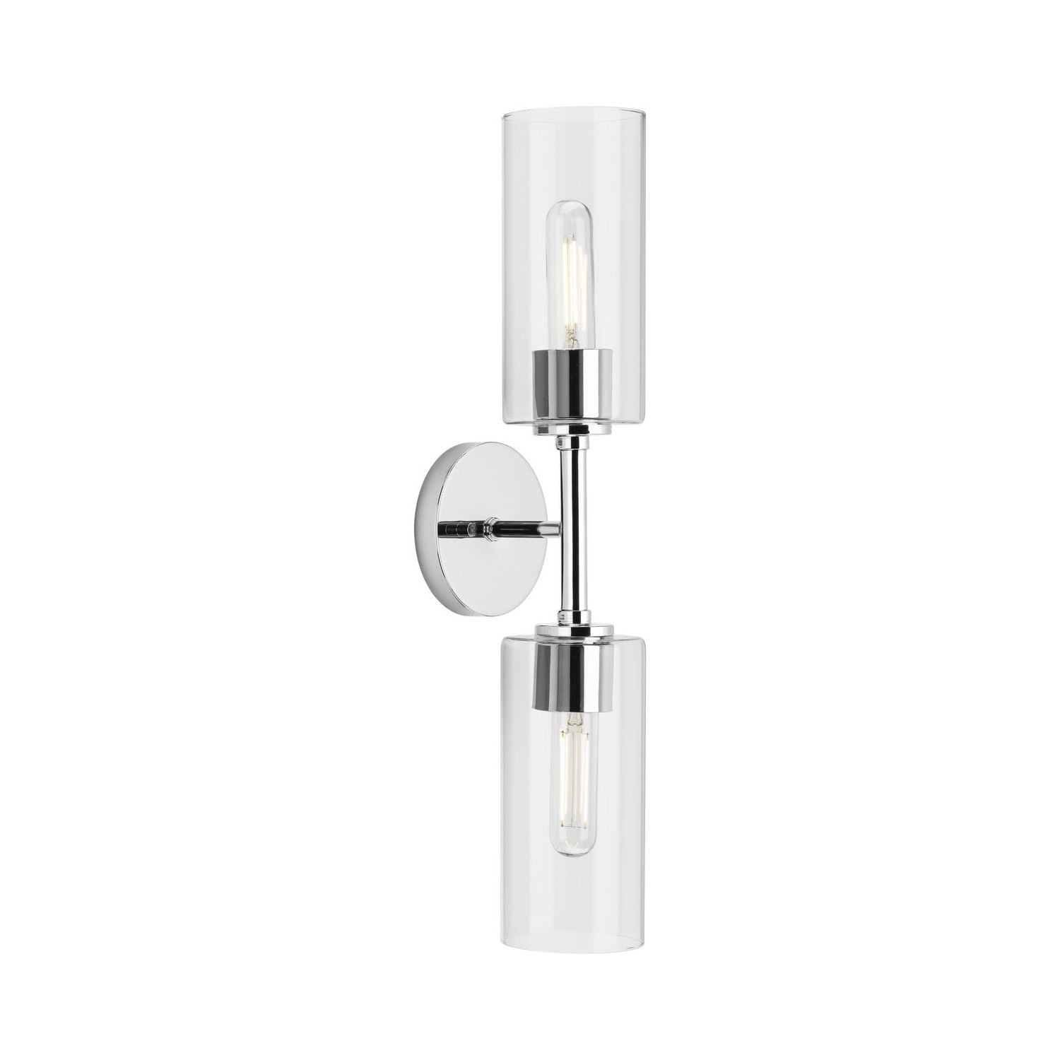 Cofield Polished Chrome Slender Wall Sconce with Cylindrical Glass Shade