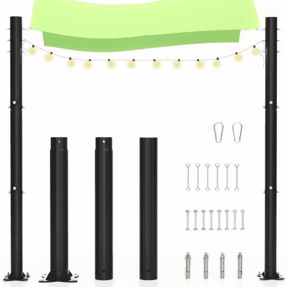 Cofiyard 10 FT Sun Shade Sail Poles, 2.6" Diameter Sun Shade Poles, 2 Packs Heavy Duty Shade Sail Pole with Expansion Bolt Hardware, for Outdoor Shading, Steel