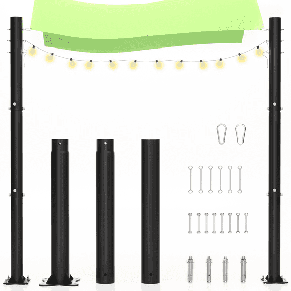 Cofiyard 10 FT Sun Shade Sail Poles, 2.6" Diameter Sun Shade Poles, 2 Packs Heavy Duty Shade Sail Pole with Expansion Bolt Hardware, for Outdoor Shading, Steel