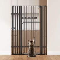 Cofiyard 55" Extra Tall Pet Gate, Dog Gate with 1.37" Gap,Adjustable 29.9"-45.3" Wide Metal Cat Gate, Auto Close Pet Gate for Doorway, No Drilling,Black