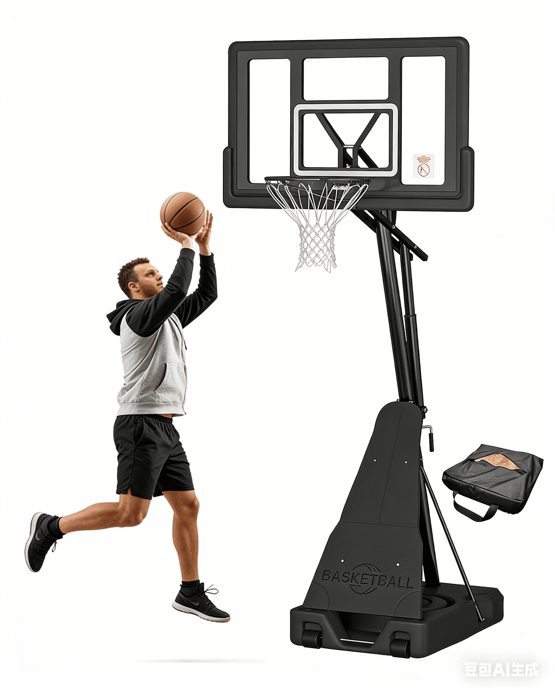 Cofiyard Basketball Hoop with 44” Shatterproof Backboard, 5.25-10FT Height Portable Basketball Hoop with Sandbag, Adjustable Basketball Goal System Outdoor