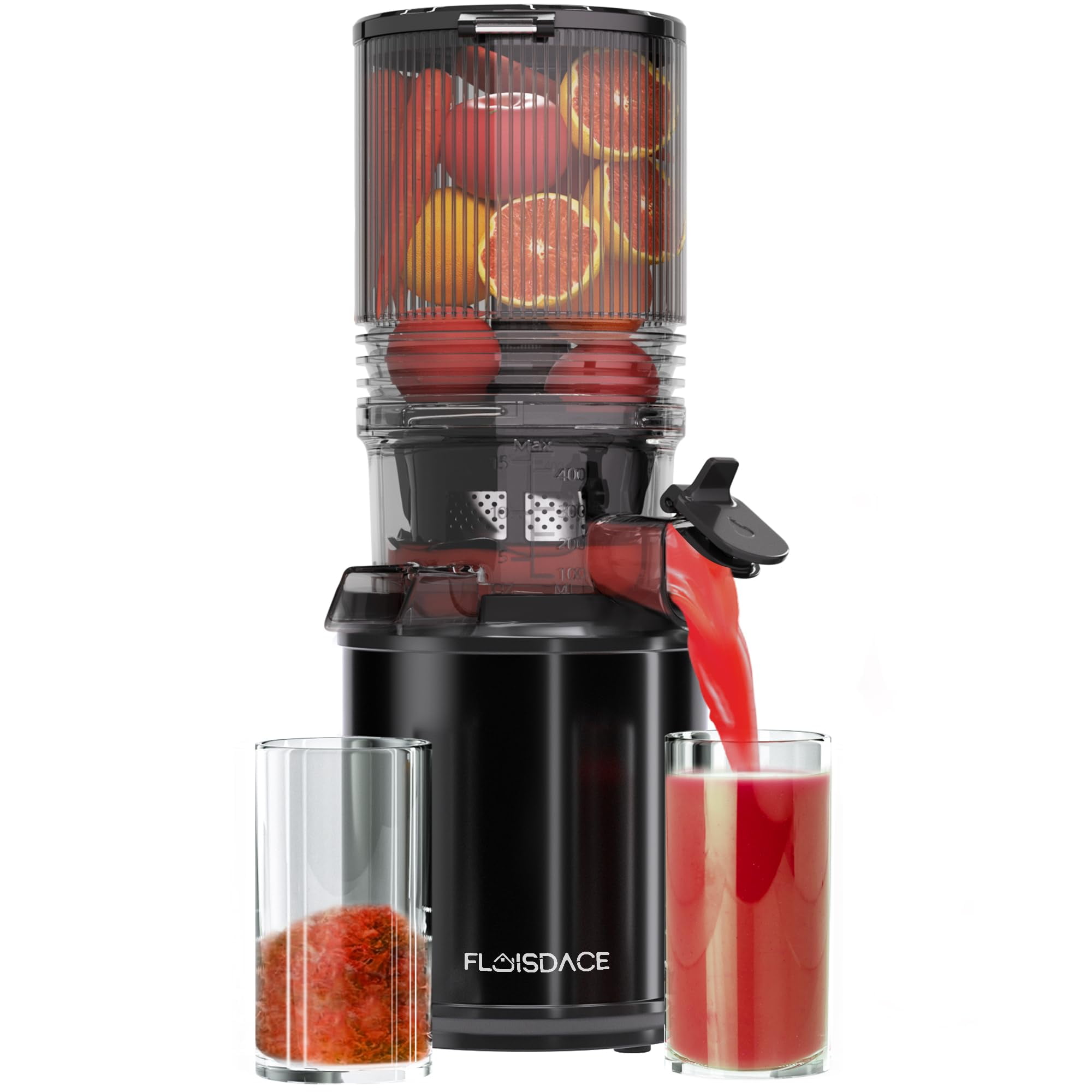 Cofiyard Cold Press Juicer Machine, Professional Slow Masticating Juicer, 6.5" Extra Wide Feed Chute, 351W Powerful AC Brushless Motor, for Whole Fruit and Vegetables, Silver