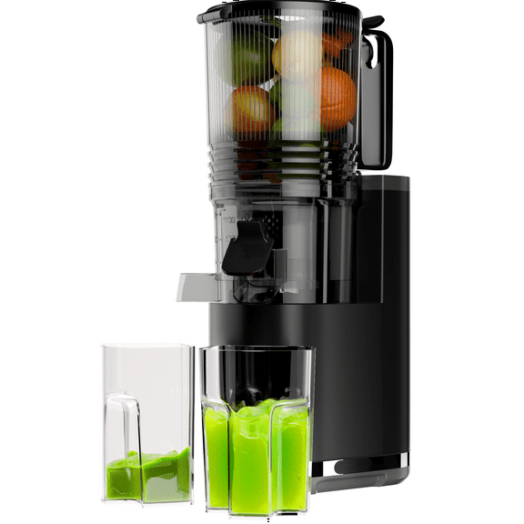 Cofiyard Cold Press Juicer, Masticating Slow Juicers with 6.5" Extra Large Feed Chute, 350W Juicer Machines with High Juice Yield for Whole Vegetables & Fruits, BPA Free, Black