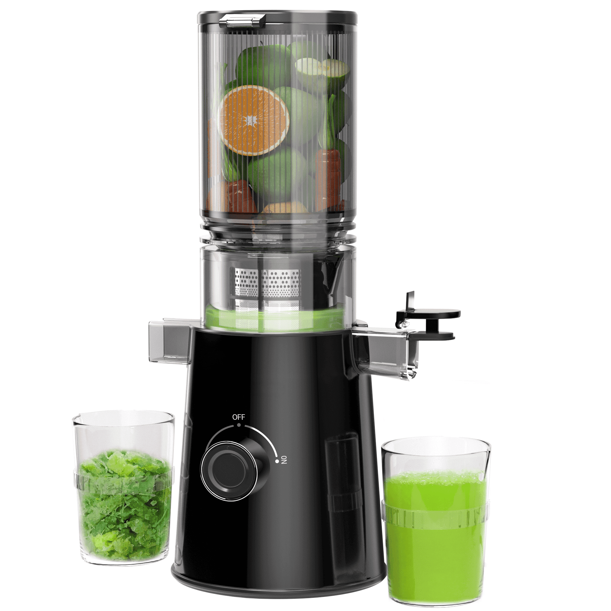 Cofiyard Cold Press Juicer, Slow Masticating Juicer with 5" Feed Chute, 350W Juice Extractor Machine with High Juice Yield, Easy to Clean (Black)